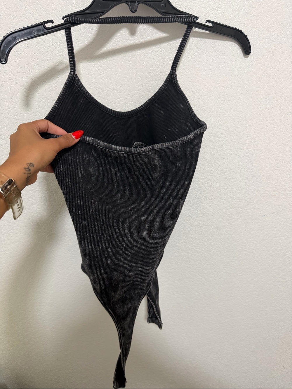 Fashion Nova Black Ribbed one piece halter top